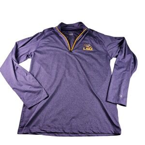 Champion LSU Tigers Purple 1/4 Zip Pullover Long‎ Sleeve Mens Size L